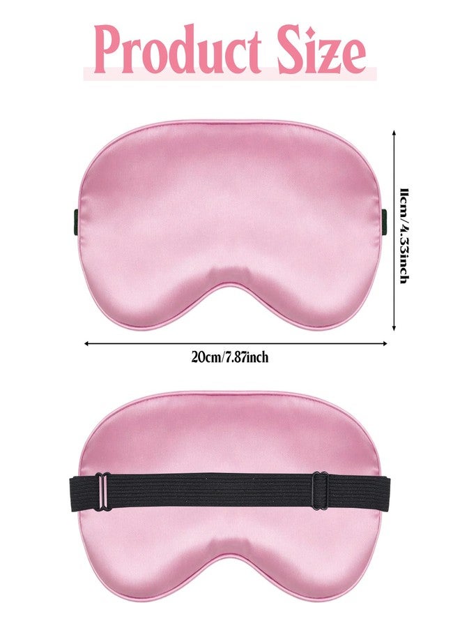 Aysatogc 4 Pcs Pink Silk Sleep Mask for Sleeping with Adjustable Strap, Silk Eye Masks Satin Blackout Blindfold Sleep Eye Cover Comfortable Blindfold Eyeshade for Men&Women - Image 2