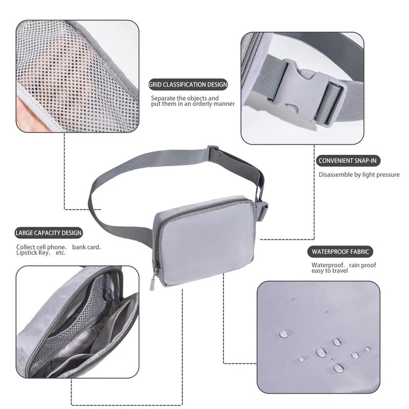 WITROMAN Belt bag Fanny pack crossbody bags for women Everywhere belt bag (Grey) - Image 4