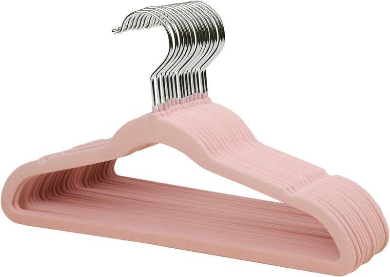 ManGotree 10 Pack (35cm) kids Velvet Hangers, Infant and Toddler Hangers, No-Slip Children Hangers, Ultra-Slim Space Saving Kids Hangers, Sturdy &urable Clothes Hangers. (Pink) - Image 1