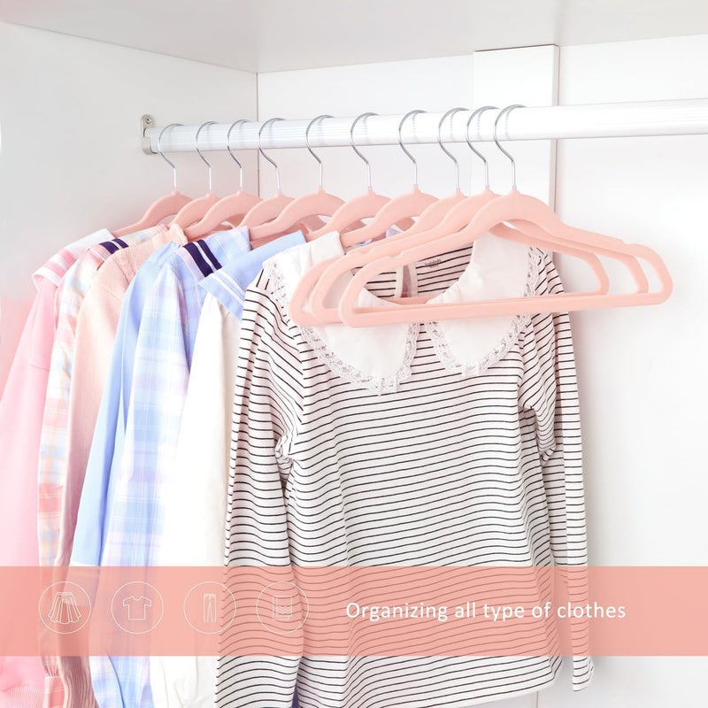 ManGotree 10 Pack (35cm) kids Velvet Hangers, Infant and Toddler Hangers, No-Slip Children Hangers, Ultra-Slim Space Saving Kids Hangers, Sturdy &urable Clothes Hangers. (Pink) - Image 3