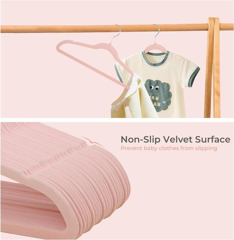 ManGotree 10 Pack (35cm) kids Velvet Hangers, Infant and Toddler Hangers, No-Slip Children Hangers, Ultra-Slim Space Saving Kids Hangers, Sturdy &urable Clothes Hangers. (Pink) - Image 5