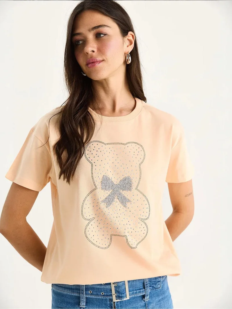 LUCCI Embroidered Crew Neck Printed T-Shirt