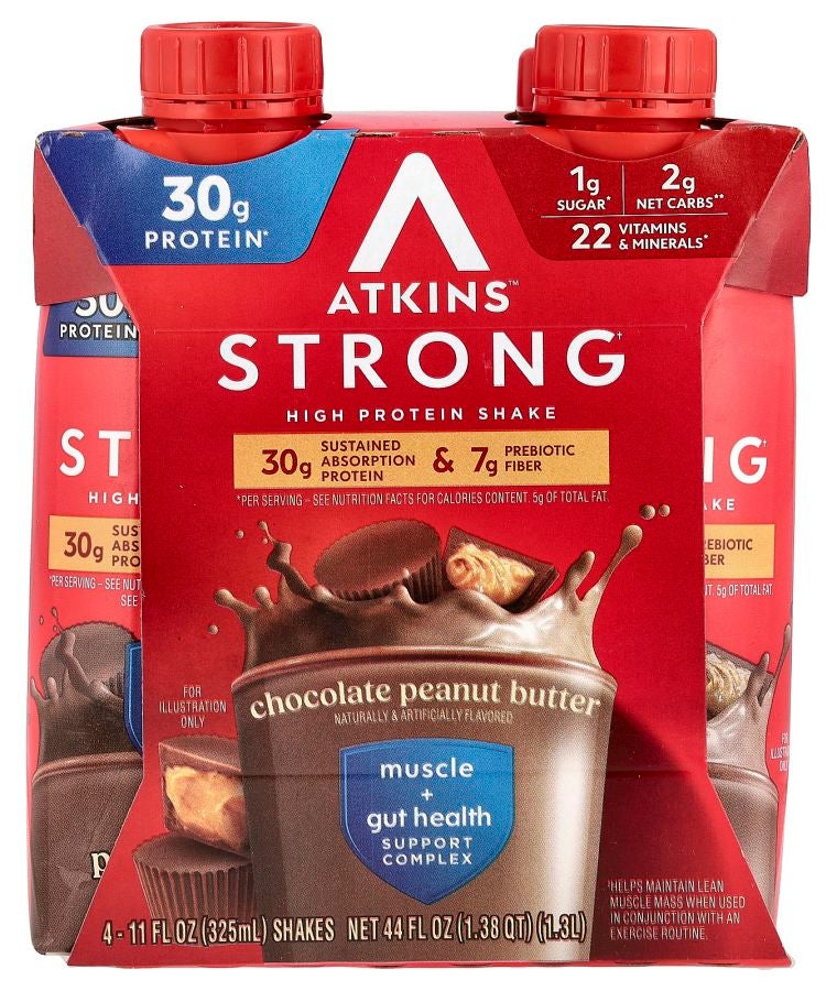 Strong High Protein Shake Chocolate Peanut Butter 4 Shakes 11 fl oz (325 ml) Each