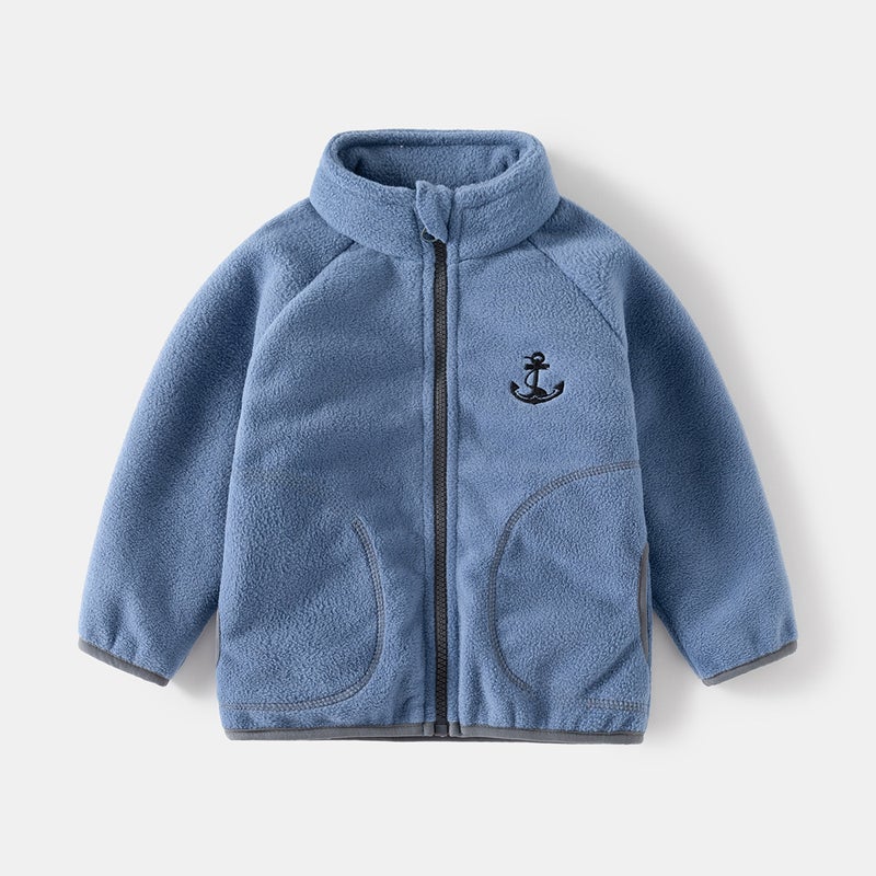 2024 Fall Kids Fleece Jacket Boys Zip-up Warm Coat Beige  - Image 2
