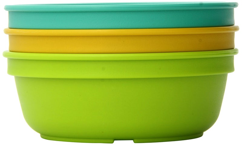 Re-Play Made in USA 12 Oz. Reusable Plastic Bowls, Pack of 3 Without Lid - Dishwasher and Microwave Safe Bowls for Snacks and Everyday Dining - Toddler Bowl Set 5.75" x 5.75" x 2", Aqua Asst - Image 3