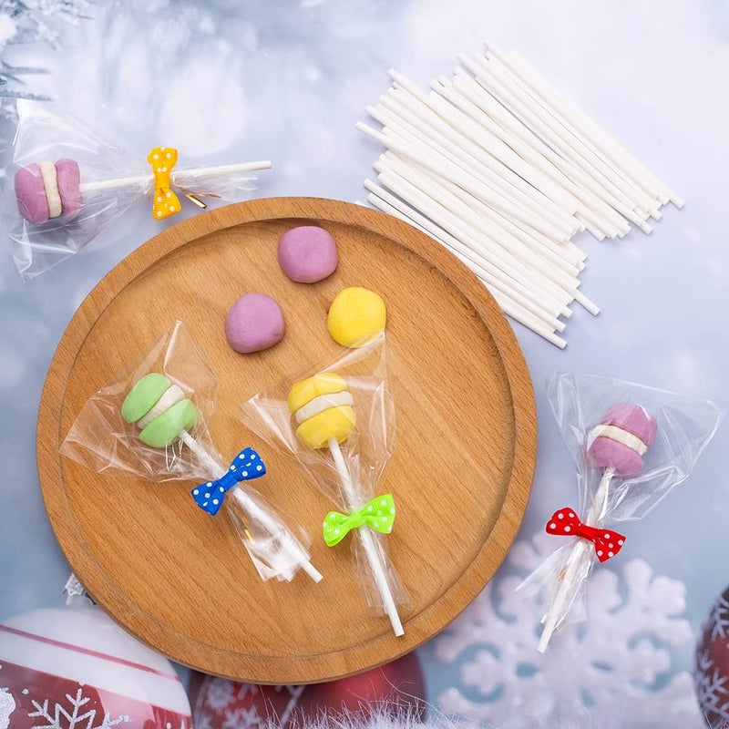 SOTMALTK 320Pcs Cake Pop Sticks and Wrappers Kit, 6inch Lollipop Sticks with Cake Pop Bags and Metallic Twist Ties Bow, Perfect for Making Lollipops,Candies,Chocolates and Cookies - Great for Parties - Image 2