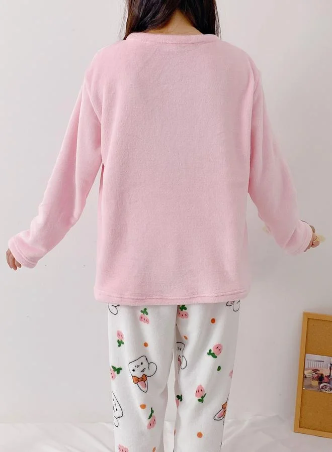 Take Two Take Two Women Flano Graphic Print Top and Pjama Set