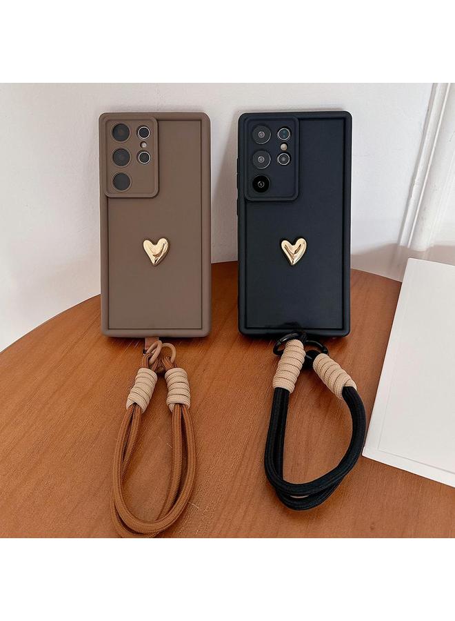 S-TOP Case For Samsung Galaxy S23+ 5G Solid Color 3D Love TPU Phone Case with Lanyard - Image 2