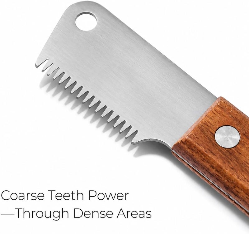 FAQQI Carding Knife for Dog Grooming, Undercoat Removal Comb for Terriers and Double Coated Breeds, 2 Piece Fine and Coarse Wooden Handle Set for Professional Groomers and Home Use - Image 3
