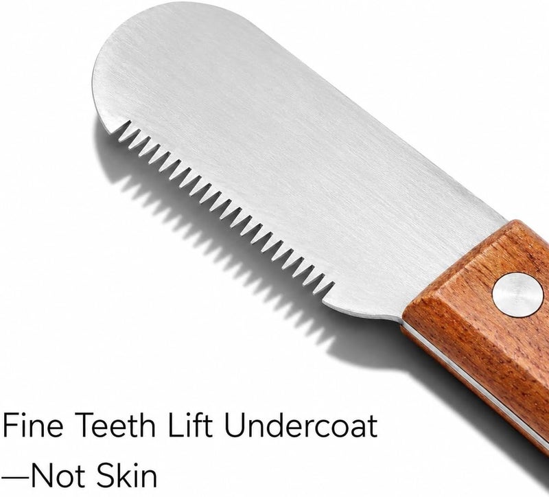 FAQQI Carding Knife for Dog Grooming, Undercoat Removal Comb for Terriers and Double Coated Breeds, 2 Piece Fine and Coarse Wooden Handle Set for Professional Groomers and Home Use - Image 4