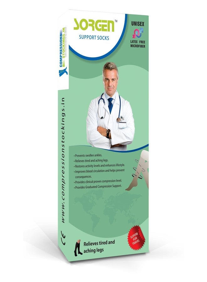Sorgen compression Knee support socks for Doctors, Medical practitioners, Para-medical Staff and Nurses. (Small)