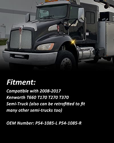 Bestview Side Marker Light Assembly, Turn Signal Lights Compatible for Kenworth T660 T170 T370 T270 2008-2021, Smoked Len - Image 3