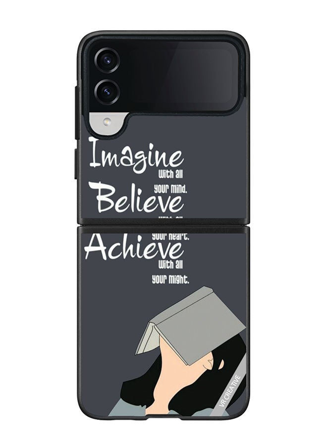VR CREATIVE Protective Case Cover For Samsung Galaxy Z Flip4 Imagine Belive Achieve Design Multicolour - Image 1