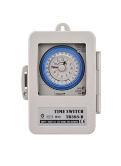 Mechanical 24 Hours Timer Switch IP53 Rating Programmable Electrical Timer Switch Box AC 100-240V 15 Minutes Interval 96 Times ON/ OFF with Mounting Hole Dustproof Waterproof Cover