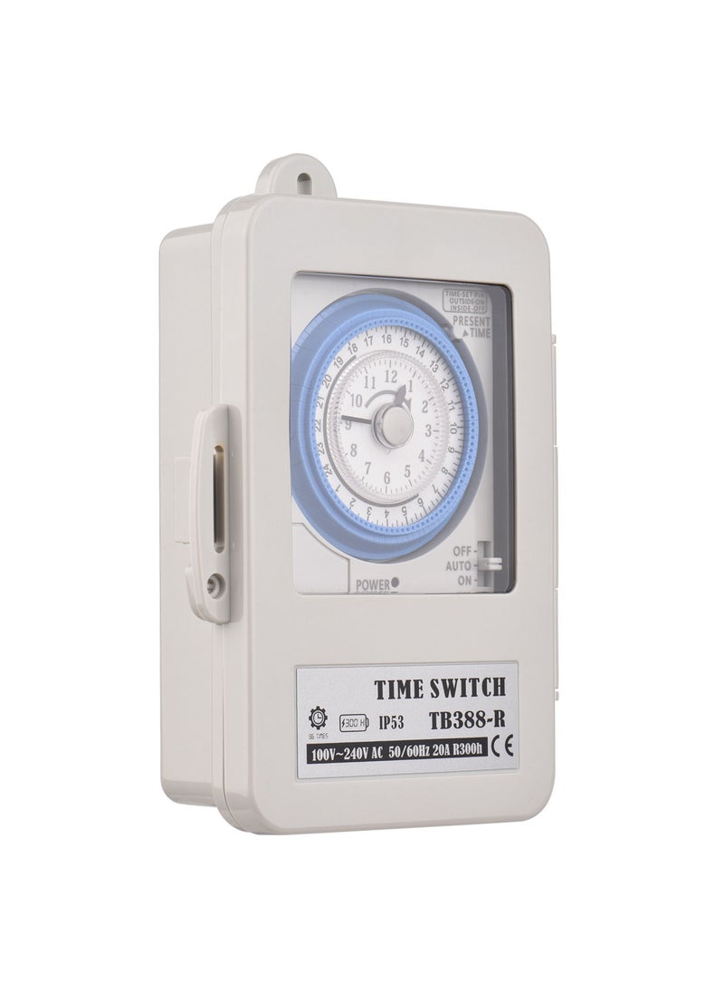 Generic - Mechanical 24 Hours Timer Switch IP53 Rating Programmable Electrical Timer Switch Box AC 100-240V 15 Minutes Interval 96 Times ON/ OFF with Mounting Hole Dustproof Waterproof Cover - Image 1