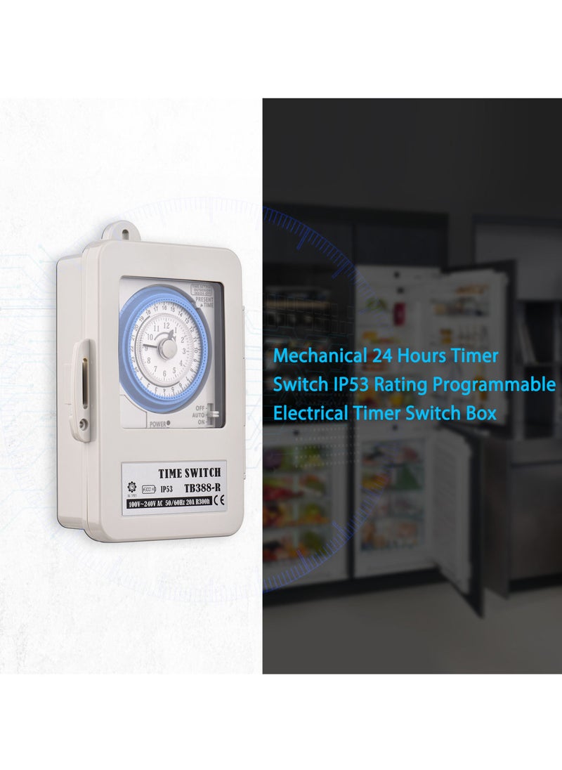 Generic - Mechanical 24 Hours Timer Switch IP53 Rating Programmable Electrical Timer Switch Box AC 100-240V 15 Minutes Interval 96 Times ON/ OFF with Mounting Hole Dustproof Waterproof Cover - Image 1