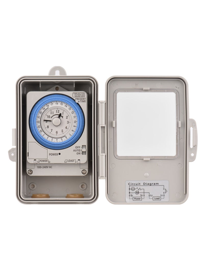 Generic - Mechanical 24 Hours Timer Switch IP53 Rating Programmable Electrical Timer Switch Box AC 100-240V 15 Minutes Interval 96 Times ON/ OFF with Mounting Hole Dustproof Waterproof Cover - Image 1