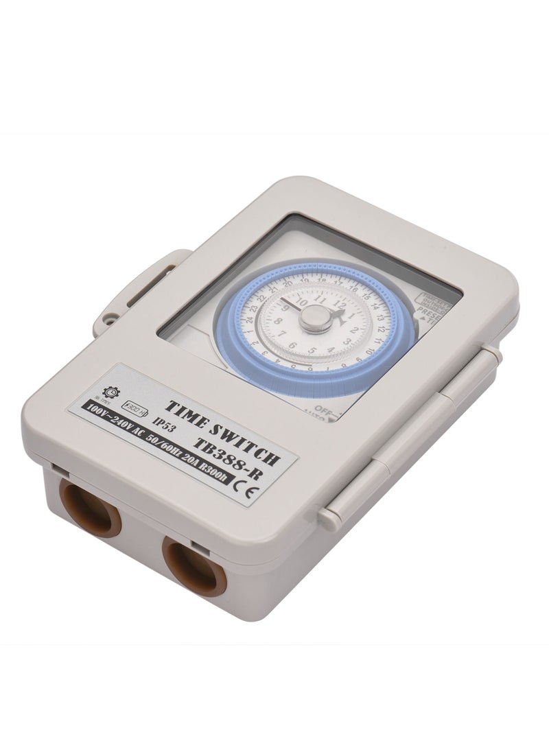 Generic - Mechanical 24 Hours Timer Switch IP53 Rating Programmable Electrical Timer Switch Box AC 100-240V 15 Minutes Interval 96 Times ON/ OFF with Mounting Hole Dustproof Waterproof Cover - Image 1