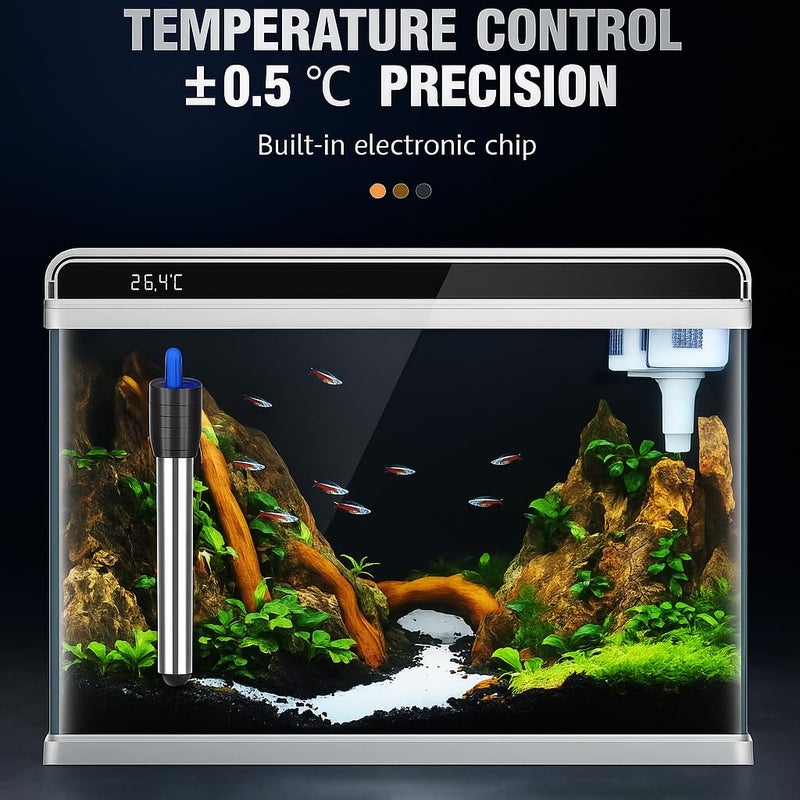 VAYINATO RS (200 Watt) Stainless Steel Rod Aquarium Fish Tank Heater – 304 Stainless Steel, Adjustable Temperature Control, Safe Submersible Heater for Freshwater & Marine Tanks - Image 3