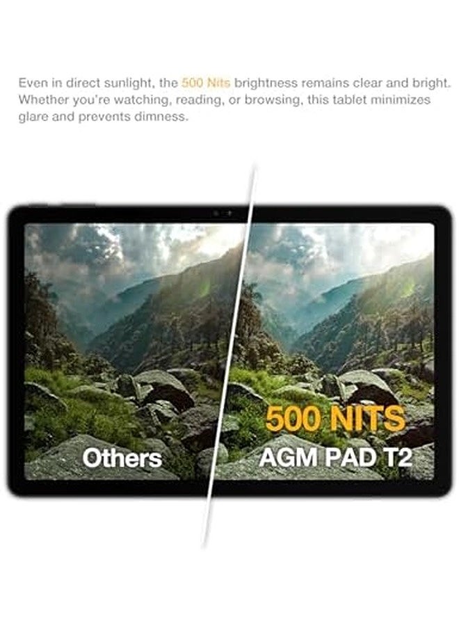 AGM تابلت باد تي 2 يعمل بنظام أندرويد ١٤ – شاشة عالية الدقة مقاس ١٠.١ بوصة، ذاكرة عشوائية ٤ جيجابايت، وسعة تخزين داخلية ٢٥٦ جيجابايت، معالج ثماني النواة، يدعم شريحتي اتصال وشبكة الجيل الرابع، بطارية قوية بسعة ٨٠٠٠ مللي أمبير، مزود بنظام تحديد المواقع، ودعم ميزة التعرف على الوجه. - Image 3