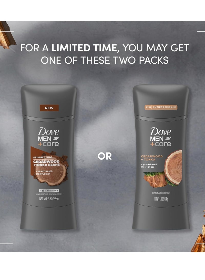 Dove Men+Care Dove Men+Care Antiperspirant Stick Cedarwood + Tonka 4 Count 72H Protection with a Plant-Based Moisturizer 2.6 oz - Image 2