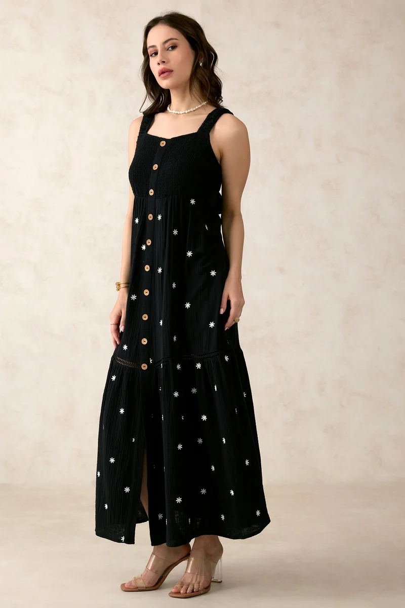 فيرجيو Cotton Maxi Vacation Front Open Floral Dresses for Women