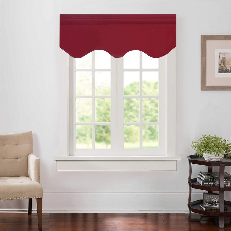 Aquazolax Aquazolax Christmas Scalloped Valances for Kitchen Decorative Blackout Curtain Valance Darpes for Living Room  52 x 18-inch  Burgundy Red  1 Panel  - Image 2