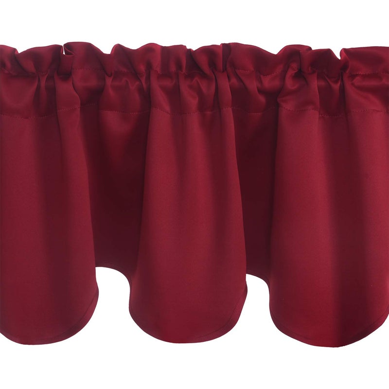 Aquazolax Aquazolax Christmas Scalloped Valances for Kitchen Decorative Blackout Curtain Valance Darpes for Living Room  52 x 18-inch  Burgundy Red  1 Panel  - Image 3