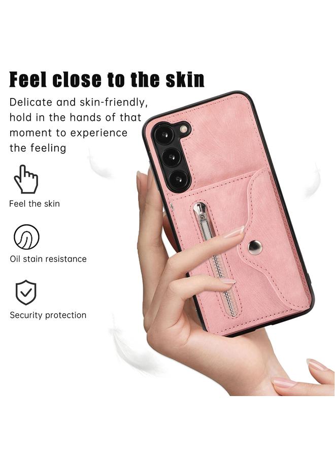 اس-توب جراب لهاتف Samsung Galaxy S23 Ultra 5G مزود بسحّاب وفتحات لبطاقة RFID مع حبل قصير - Image 2