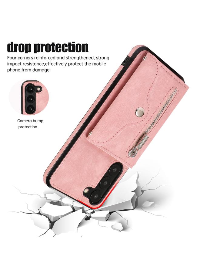 اس-توب جراب لهاتف Samsung Galaxy S23 Ultra 5G مزود بسحّاب وفتحات لبطاقة RFID مع حبل قصير - Image 3