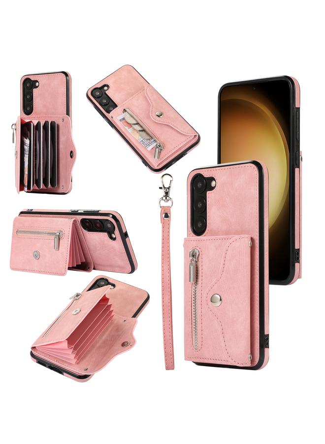 اس-توب جراب لهاتف Samsung Galaxy S23 Ultra 5G مزود بسحّاب وفتحات لبطاقة RFID مع حبل قصير - Image 1