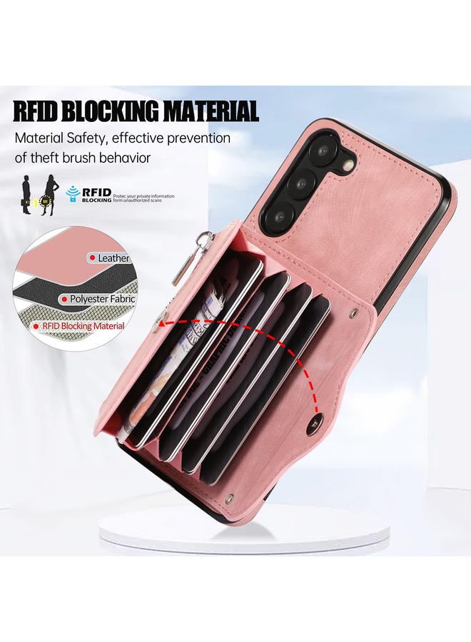 اس-توب جراب لهاتف Samsung Galaxy S23 Ultra 5G مزود بسحّاب وفتحات لبطاقة RFID مع حبل قصير - Image 5