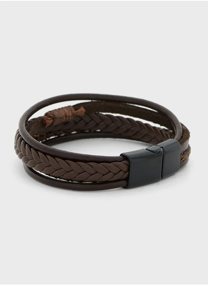 سفنتي فايف Braided Faux Leather Bracelet