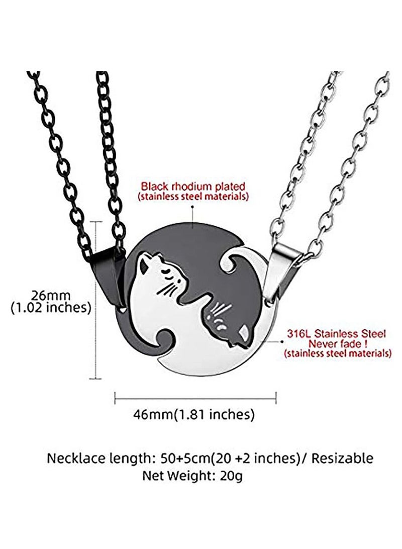 KASTWAVE Cat Couple Pendant, Couple Matching Necklace Lover's 2pcs Pendant for Wedding Anniversary Valentine's Present (2pcs) - Image 3
