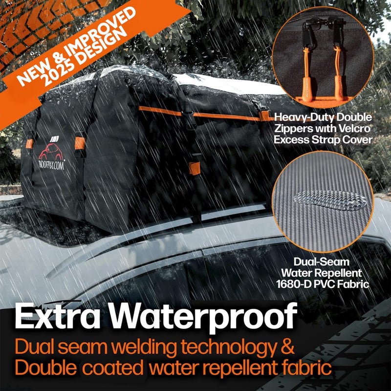 RoofPax XXL 28 cuft Car Rooftop Cargo Carrier Bag Extra Waterproof Car Roof Storage with 10 Heavy Duty Tie Down Straps and 4 Hooks Roof Bag Cargo Carrier for Top of Vehicle with/Without Rack - Image 3
