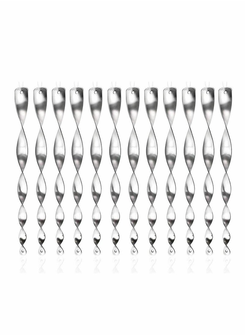 Reflective Rods Bird Repellent Device 12 pack, Deterrent Birds, Reflective Silver Wind Spiral to Keep Bird Away From Your House Window Garden