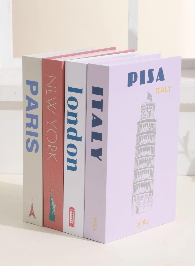 جونيوك كتب زخرفية للديكور المنزلي، مجموعة من 4 كتب مزيفة أنيقة من كتب الغرف ديكور جمالية، لتزيين طاولة القهوة، غرفة المعيشة، طاولة، ديكور الرف، كتب عرض مكدسة غلاف فني حديثة - Image 2