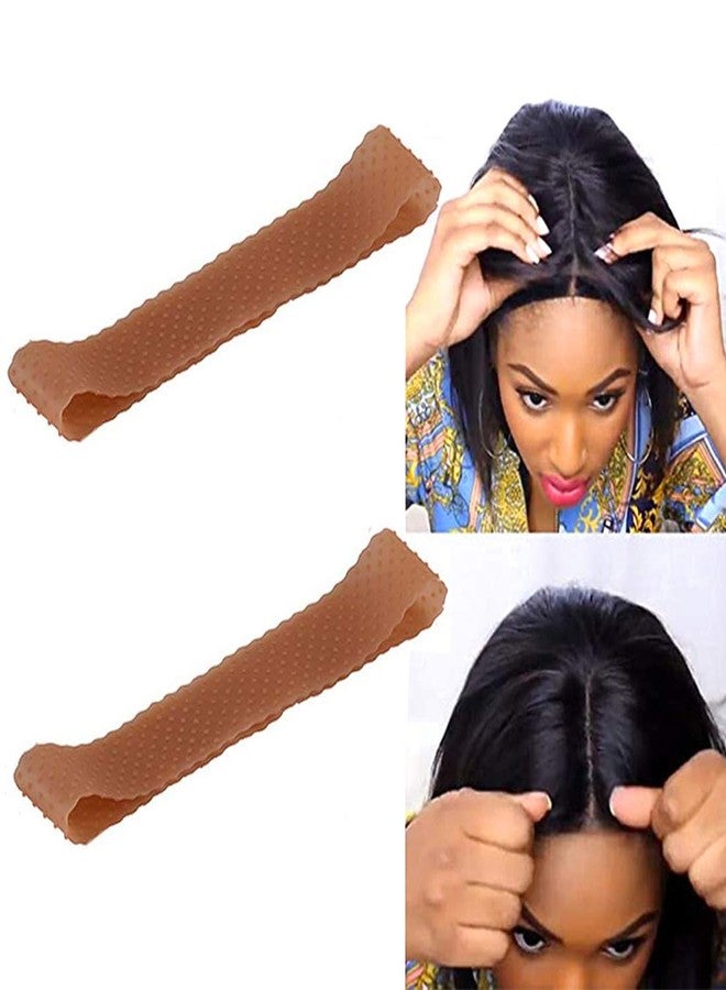 Yuriait 2 Pack Wig Grip Band Non Slip Transparent Silicone Wig Fix Silicone Wig Grip Natural Grip Headbands for Women Comfort Elastic Wig Grip Cap for Lace Wigs to Hold Wigs dark brown - Image 1