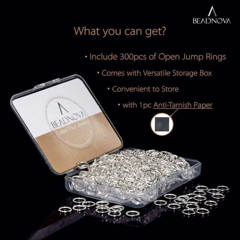 BEADNOVA 7mm Open Jump Rings for Jewelry Making Silver Jewelry Jump Rings for Keychains and Earrings (300Pcs) - Image 2