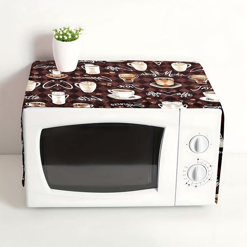 Nostalgic Microwave Dust Cover Coffee Bread Pattern 14x35 55 Inch Polyester Kitchen Decor - Image 4