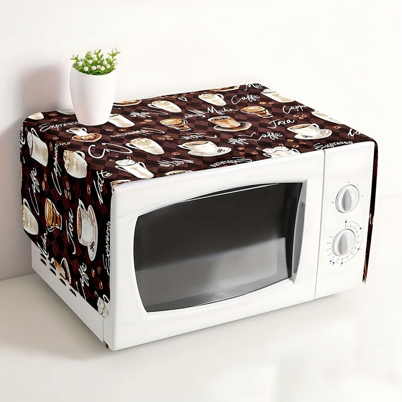 Nostalgic Microwave Dust Cover Coffee Bread Pattern 14x35 55 Inch Polyester Kitchen Decor - Image 3