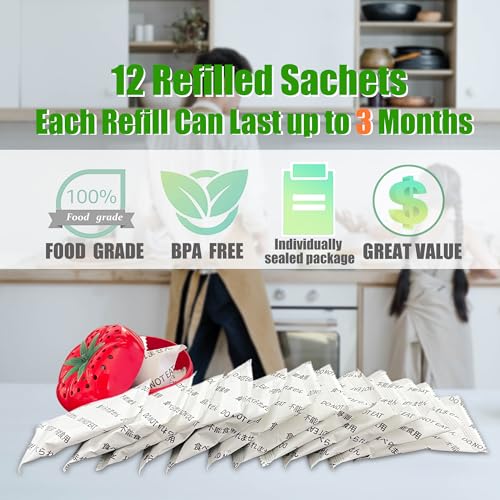 ShuRex Produce Freshness Preserver Saver - Keep Fruits and Vegetables Fresh Longer, Ethylene Gas and Odor Absorber in Refrigerator (12 Refill Sachets) - Image 2