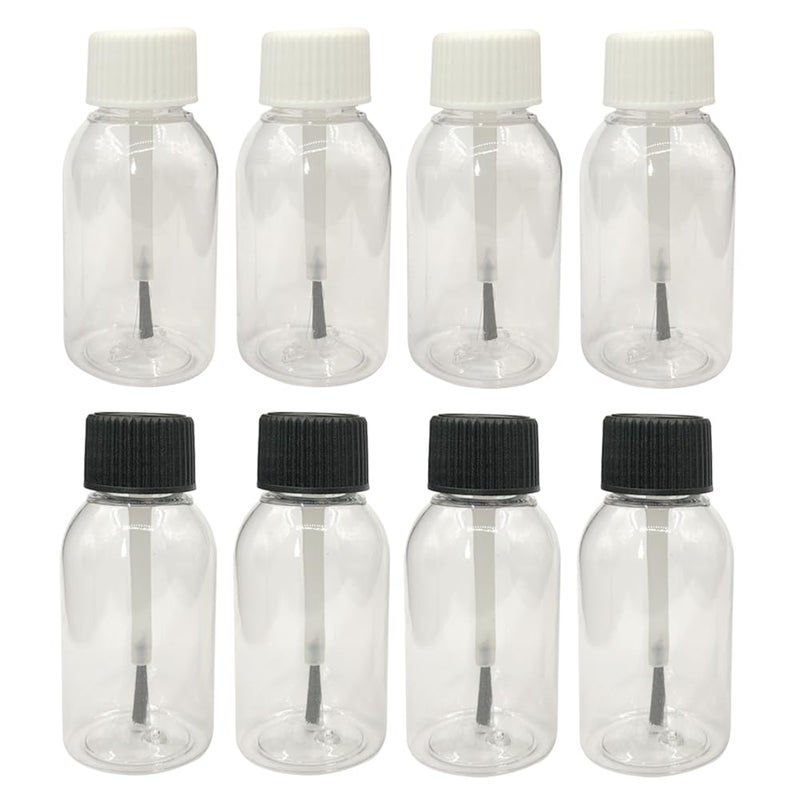 10 Pcs 30ml Clear Plastic Brush Applicator Cap Bottles Empty Cuticle Oil Bottles Refillable Glue Paint Bottle Cosmetic Essential Oil Containers