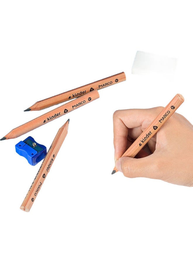 Marco [Lowest Price Online] Marco Snow Cedar Wood Pencils B For Preschoolers, Thick Triangular Easy-Grip Writing Pencils, 4-Pack (With Sharpener), 610 Children'S Series For Art And Sketching - Image 2