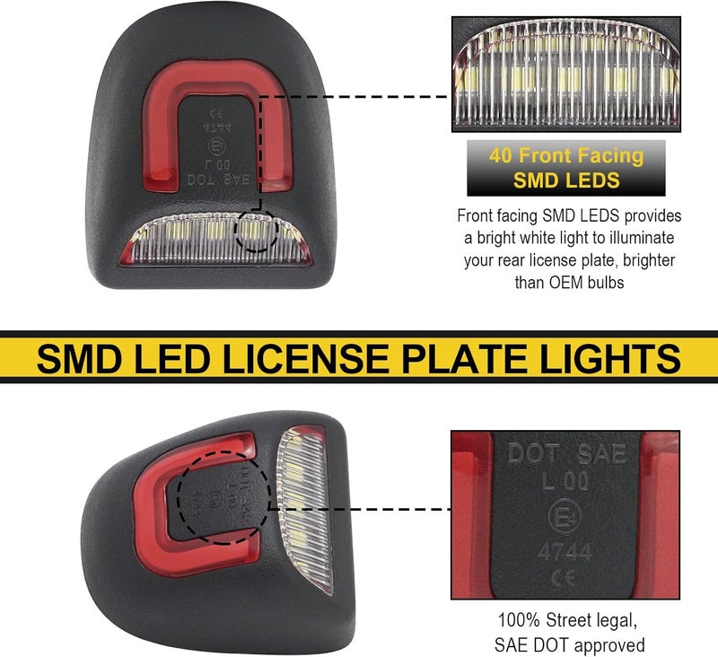 R&F Auto Red U-shaped LED License Plate Lights Compatible with Silverado & Sierra 1500 2500 3500 HD/Avalanche/Tahoe/Suburban/Traverse/Yukon/Yukon XL/Escalade & ESV/EXT Pickup Tag Lamp - Image 3