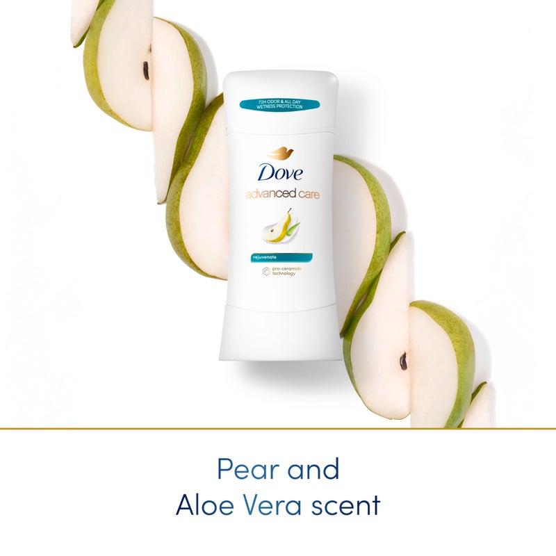 Dove Advanced Care Antiperspirant Deodorant Stick Rejuvenate 4 Count to help skin barrier repair after shaving by boosting skin's ceramide levels 72-hour odor control for soft underarms 2.6 oz - Image 2