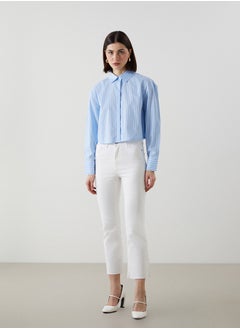 LC WAIKIKI Striped Crop Poplin Women's Shirt  - Image 2