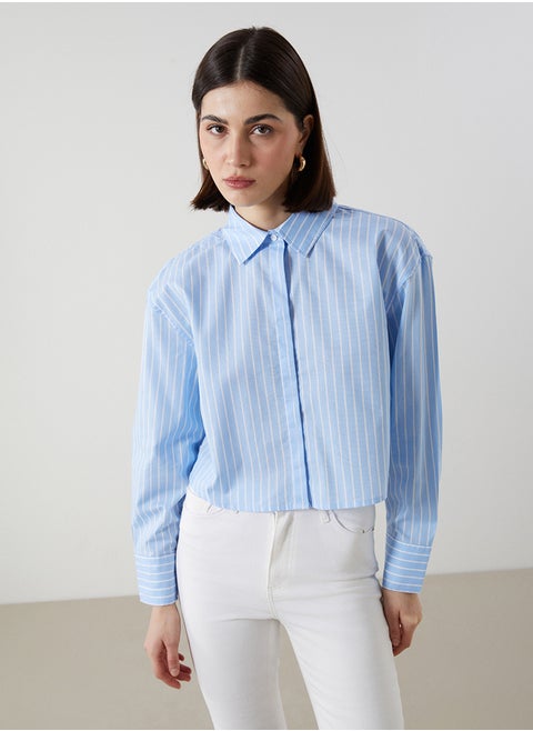 Striped Crop Poplin Women's Shirt