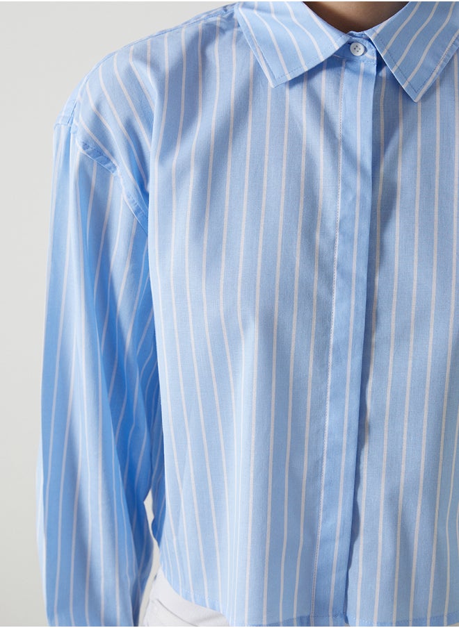 LC WAIKIKI Striped Crop Poplin Women's Shirt  - Image 3