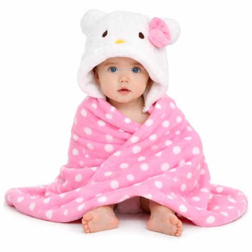 BRANDONN New Born Baby Blanket Pack of Super Soft Bathrobe Wrapper Bath Towel for Boys, Girls, Babies (Pink Polka, Length 82 cm x Width 82 cm, 0-12 Months) - Image 1